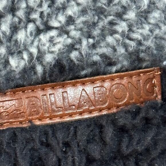 Billabong Checkered Faux Fur Black Cream Snap-Up Jacket Women’s Sz M - Picture 4 of 9